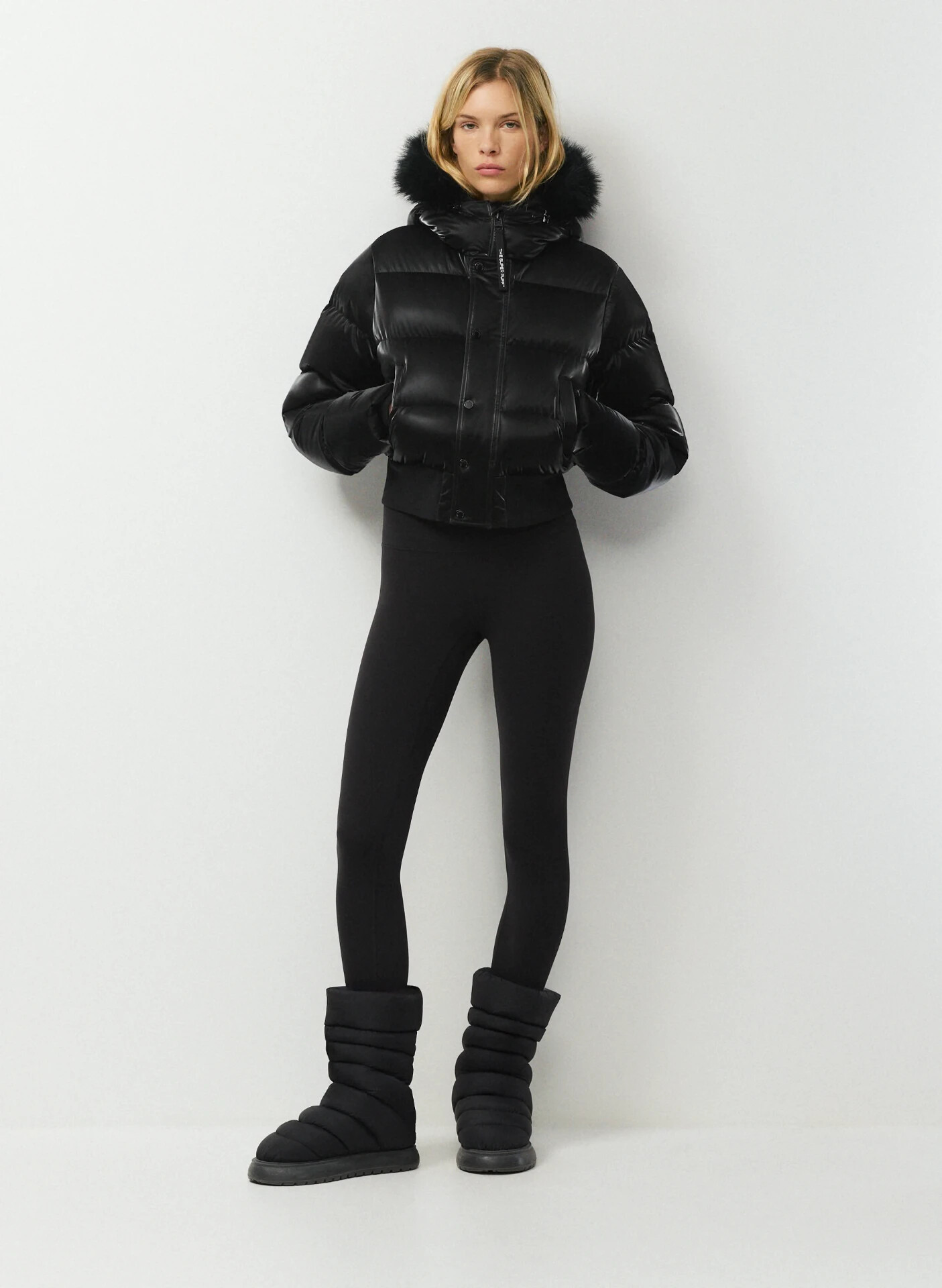 The Super Chalet Puff worn full length, head to boots.